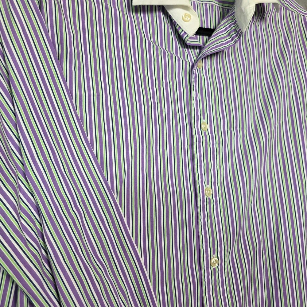Polo Ralph Lauren Regent Classic Fit Mens Shirt 16 32/33 Purple Green Stripe